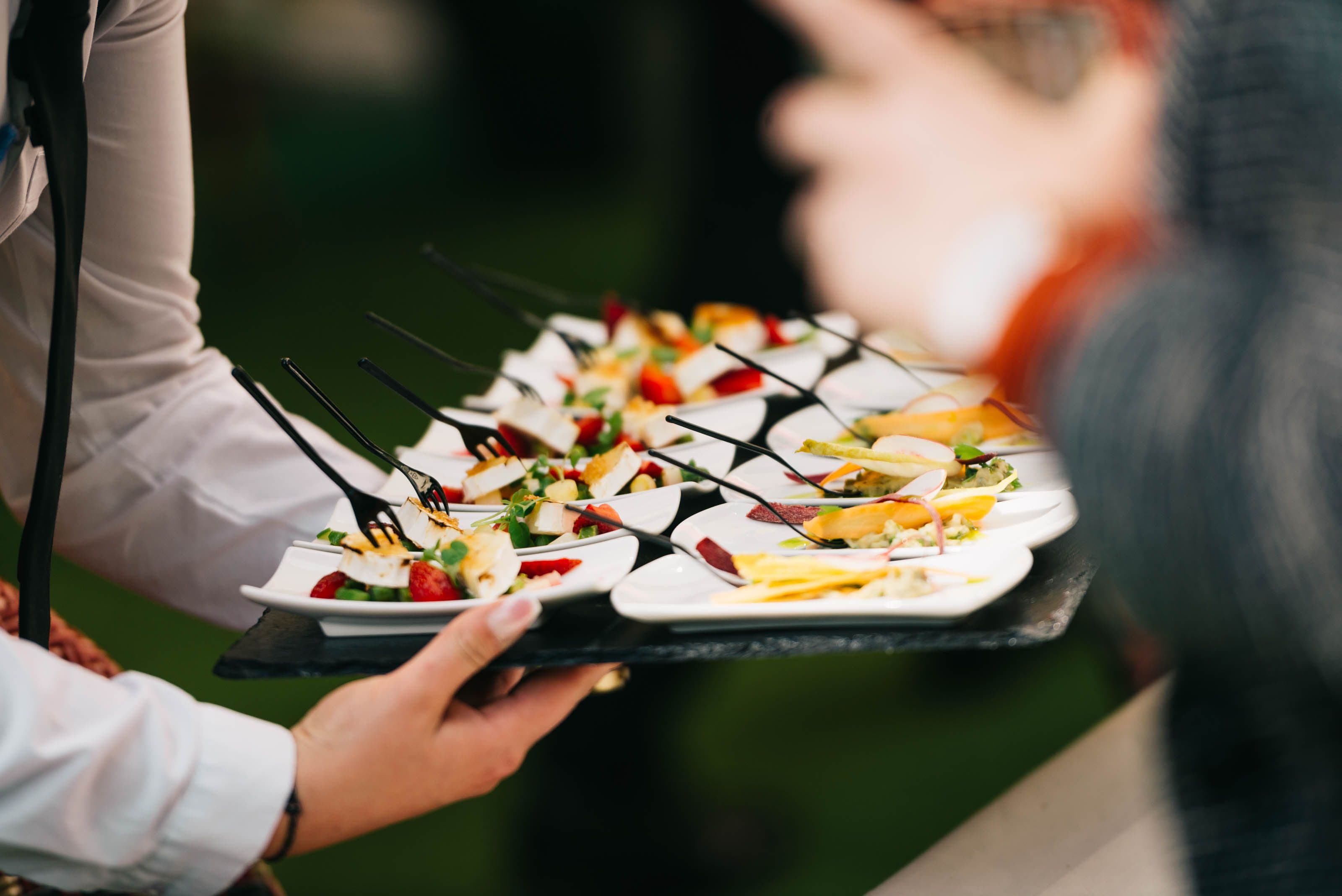 Restaurant catering spread prepared for a group order.